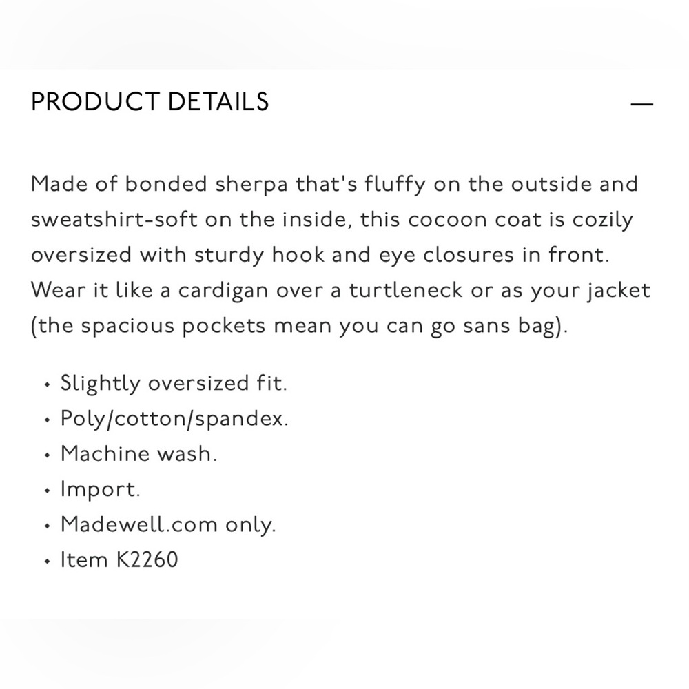 Madewell Bonded Sherpa Cocoon Coat - Picture 15 of 15